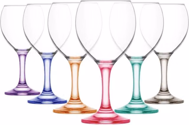 LAV Misket Wine Glasses, Multicoloured, Pack of 6, 260ml