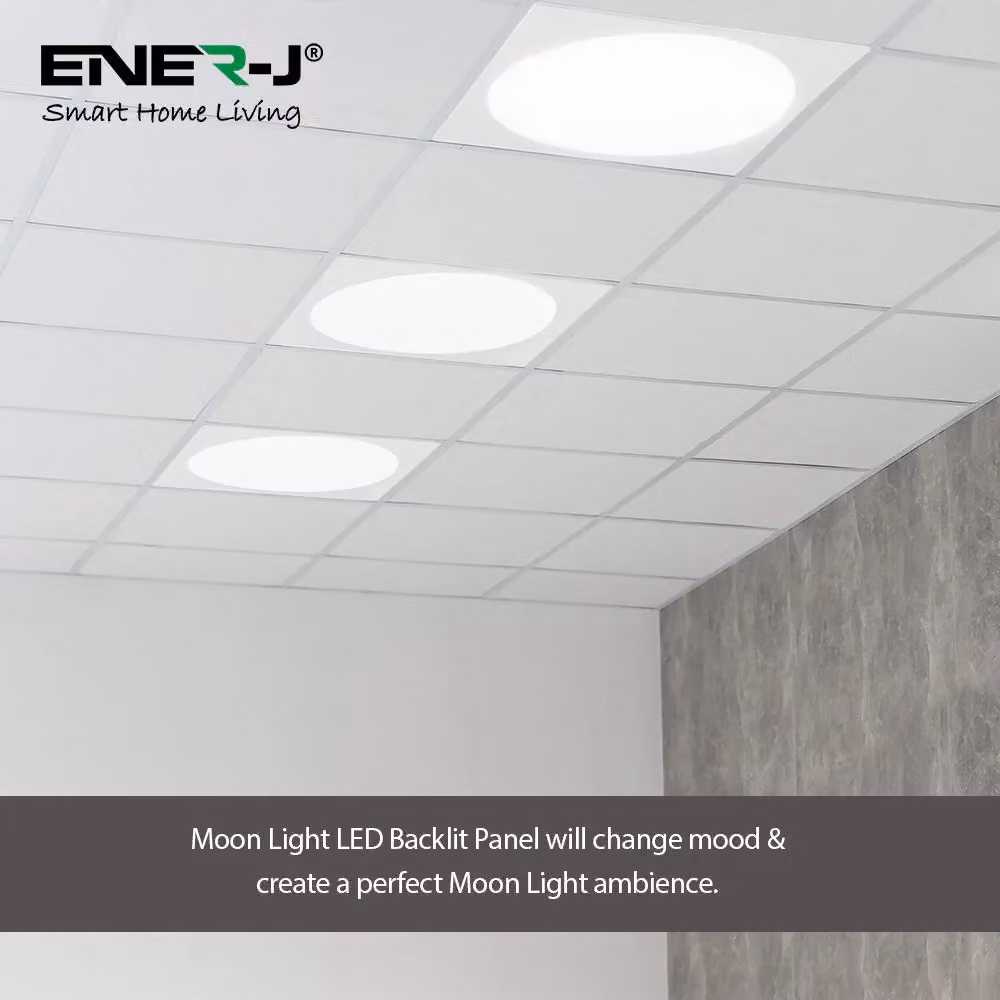 ENER-J Moon Light LED Backlit Panel Light, Pack of 2, White, 6000K, W/D/H: 60 x 60 x 60 cm – 2