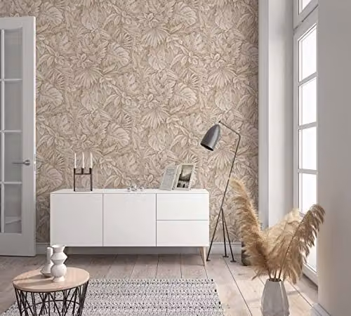 Marburg Botanica 33307 Non-Woven Floral Jungle Design Wallpaper in Beige and Brown
