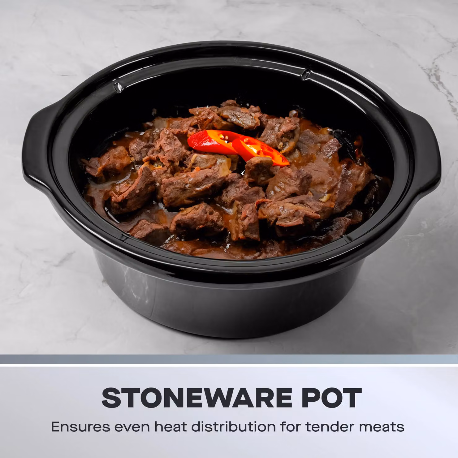 Daewoo 3.5L Slow Cooker in Silver and Black with Ceramic Bowl and Glass Lid – 2