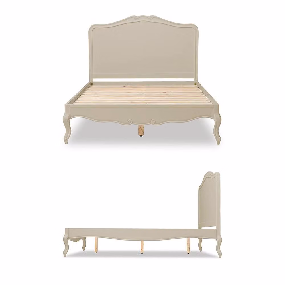 Statement Furniture Juliette French Style 5ft King Size Bed with Solid Pine Wooden Headboard in White or Beige, W/D/H: 150 x 200 x 124 cm – 2