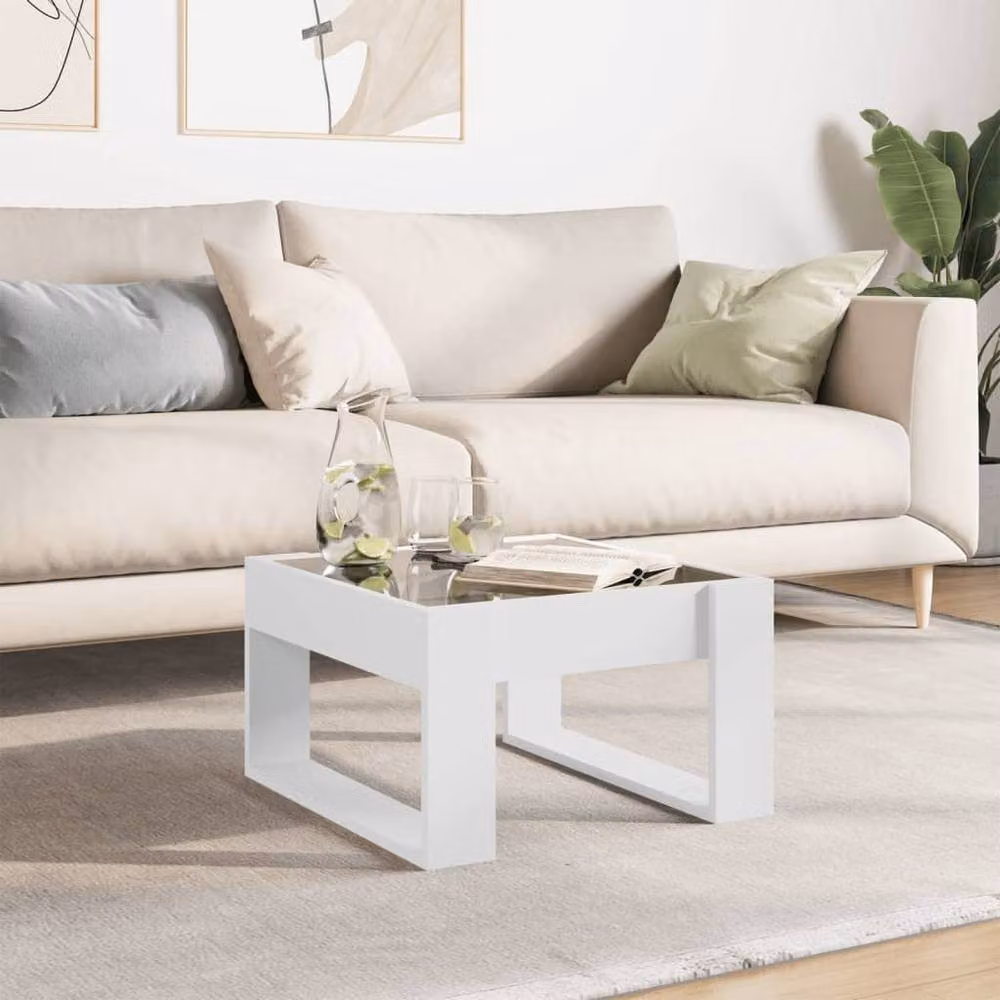 Berkfield Home Infinity LED Coffee Table in White, W/D/H: 50 x 53 x 30 cm – 2
