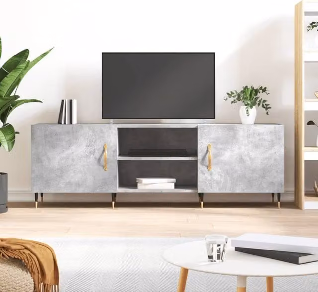 Berkfield Home Modern TV Cabinet in Concrete Grey, W/D/H: 150 x 30 x 50 cm – 1