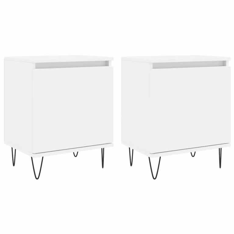 Berkfield Home Set of 2 White Bedside Cabinets in Engineered Wood, W/D/H: 40 x 30 x 50 cm
