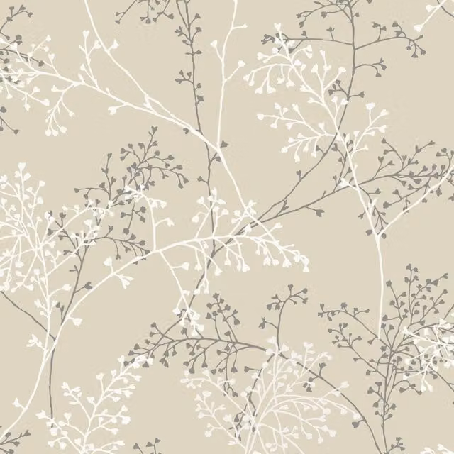 Grandeco Taranto Modern Floral Botanical Wallpaper in Beige