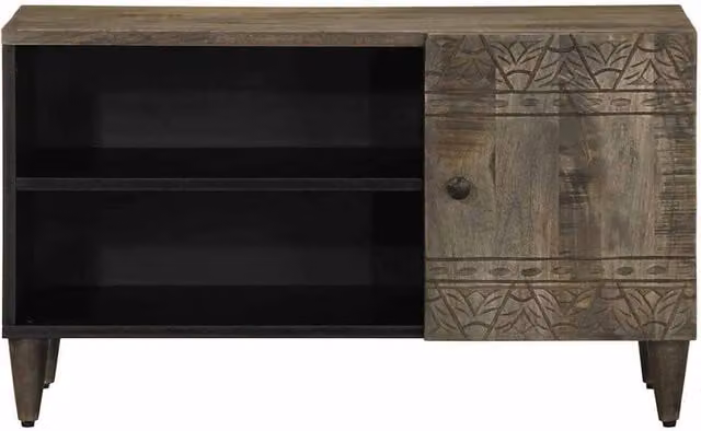 Berkfield Home Light Grey Mango Wood TV Cabinet W: 80 cm, D: 31.5 cm, H: 46 cm – 1