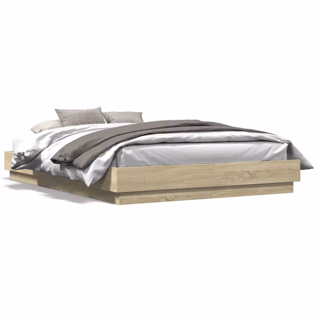 Berkfield Home Sonoma Oak King Size Bed Frame in Brown, W/D/H: 150 x 200 cm – 2