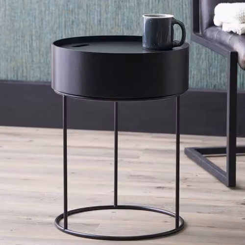 Pacific Lifestyle Industrial Wooden Storage Coffee Table with Metal Frame in Black