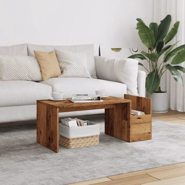Berkfield Home Old Wood Coffee Table in Brown, W/D/H: 90 x 45 x 35 cm
