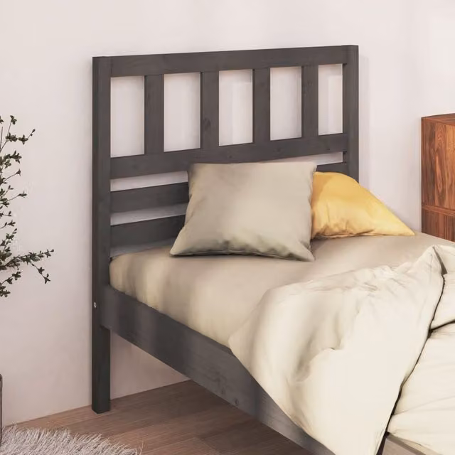 Berkfield Home Grey Rustic Solid Pine Wood Bed Headboard W/D/H: 81 x 4 x 100 cm