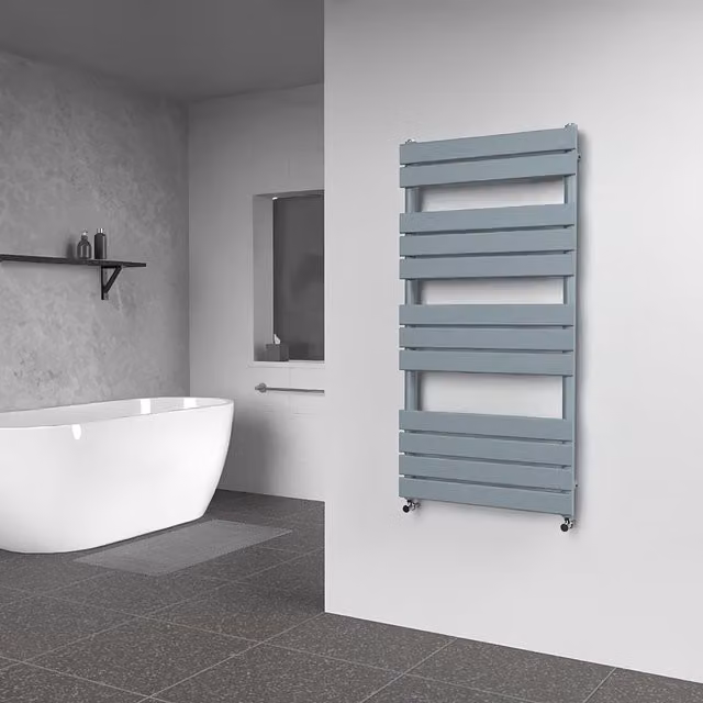 Lux Heat Flat Coloured Towel Radiator in Pebble Grey, W: 60 cm, H: 120 cm