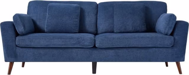 Livingandhome Modern 2-Seater Blue Chenille Upholstered Sofa with Scatter Cushions