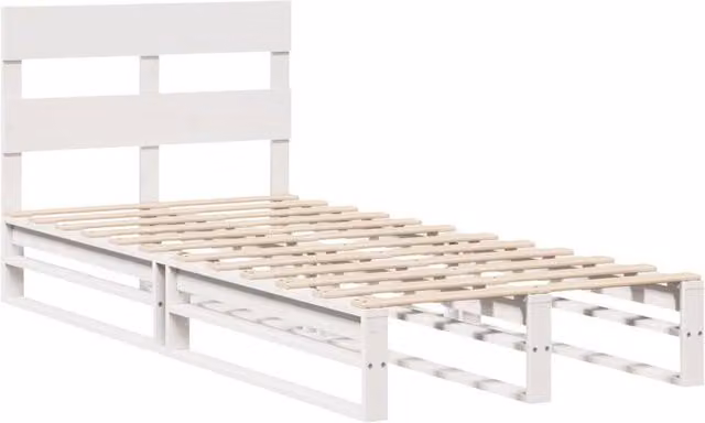 Berkfield Home Modern Solid Wood Pine Bed Frame, White, W/D/H: 90 x 200 x 82 cm