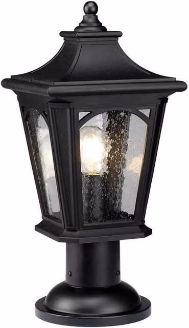 Netlighting Bedford Medium Pedestal Lantern in Mystic Black Finish with Transparent Glass and E27 Socket – 1