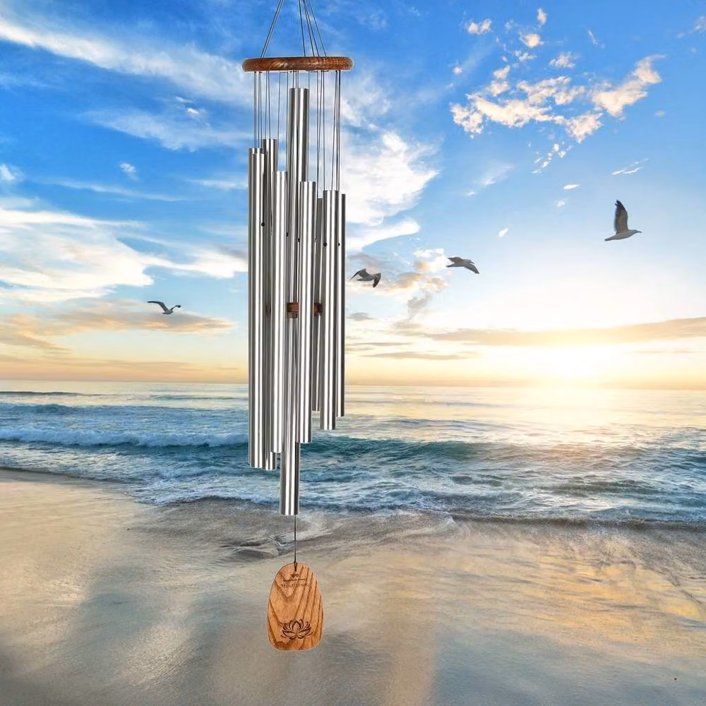 Woodstock Chimes Large Deep Tone Mindfulness Wind Chime in Silver – 2