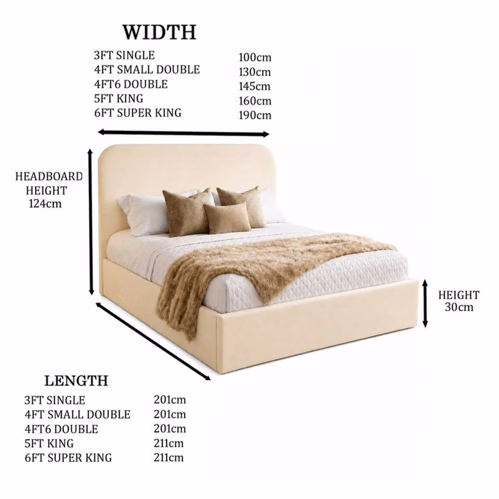 Desire Deco Lucia Upholstered Plush Velvet Panel Bed Frame in Beige, Size: 180 x 200 cm – 2