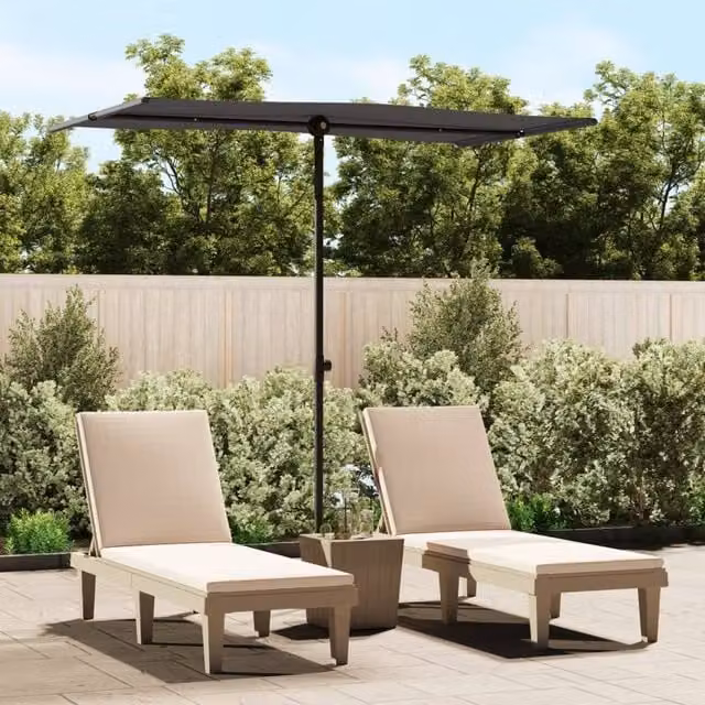 Berkfield Home Outdoor Parasol with Aluminium Pole, Anthracite and Black, W: 180 cm, D: 110 cm