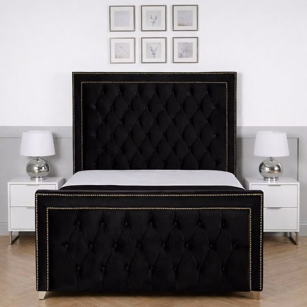 Living Comfort Bedz Metro Black Velvet Upholstered Gas Lift Storage Bed, W/D/H: 200 x 200 cm – 2