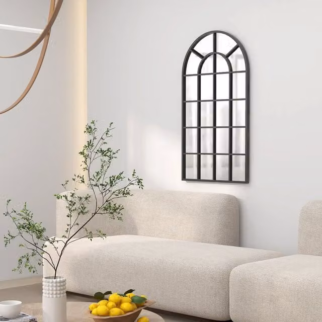 HOMCOM Modern Black Arch Wall Mirror for Home Decor