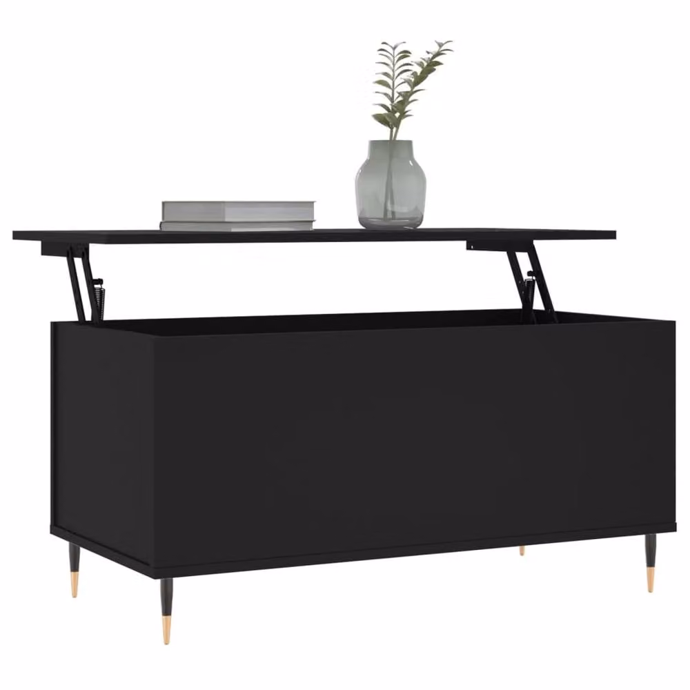 Berkfield Home Modern Black Rectangular Coffee Table with Lift Mechanism, W: 90 cm, D: 44.5 cm, H: 45 cm – 3