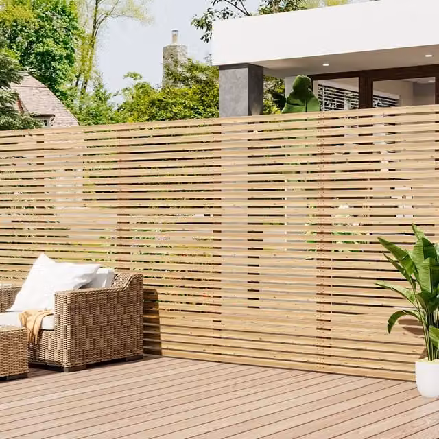 Lifeideas Opaque Wooden Garden Privacy Fence Board in Yellow, Height: 180 cm