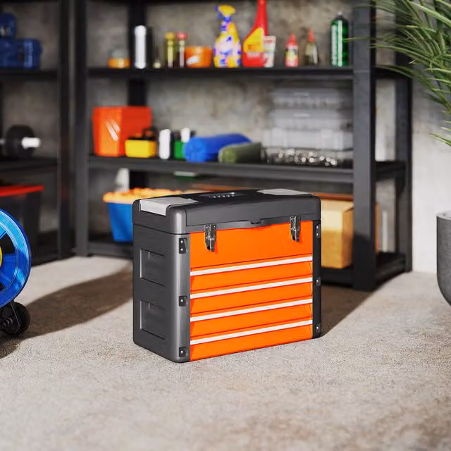 HOMCOM Large Steel Toolbox with 4 Drawers and Inserts, Orange