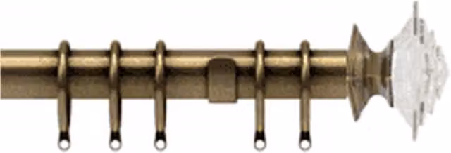 New Edge Blinds 35mm Metal Curtain Pole Set with Luxe Aztec Finial in Gold, 85cm