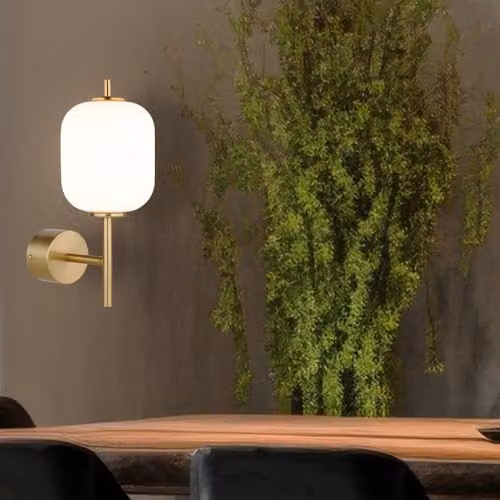 Globo Lighting Modern LED Wall Lamp in Brass and White Glass – 4