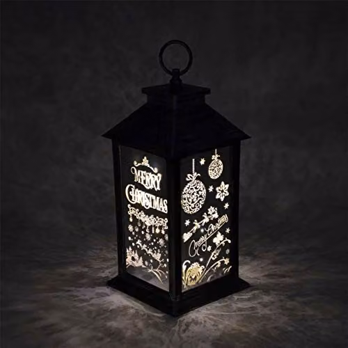 Shatchi Rustic Silver LED Christmas Lantern with Warm White Light, W/D/H: 22 x 30 x 14 cm – 2