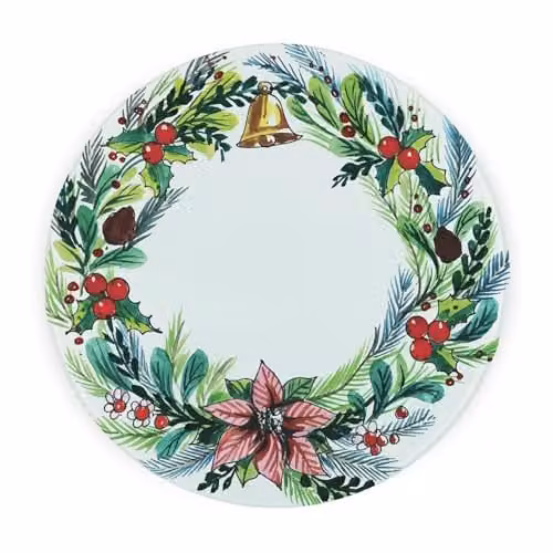Purely Home Christmas Wreath Round Glass Worktop Protector, Diameter: 30 cm, Multicolour