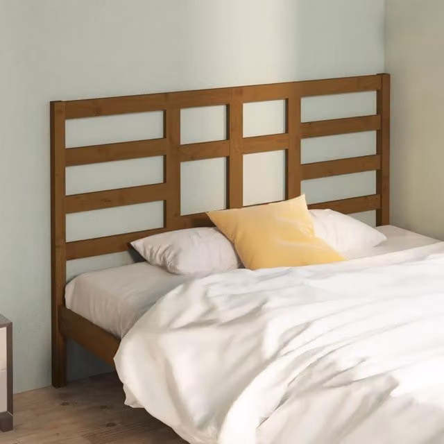 Berkfield Home Rustic Solid Wood Pine Bed Headboard in Honey Brown, W: 126 cm, D: 4 cm, H: 104 cm – 1