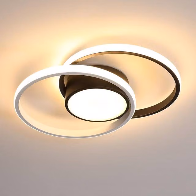 Goeco Modern Round LED Ceiling Light, 42W, 3000K Warm White, Black, Diameter: 40 cm