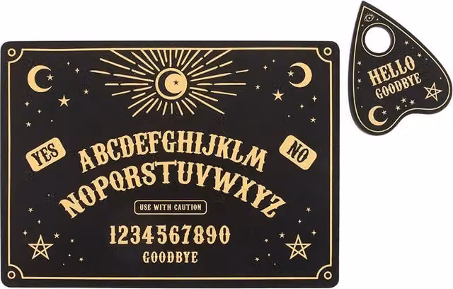 Something Different Talking Board Placemat and Coaster Set in Black with Star Design