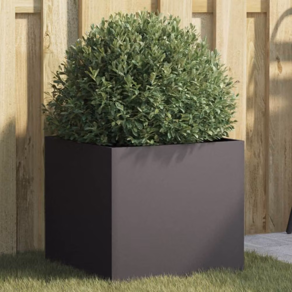 Berkfield Home Black Steel Ornamental Garden Planter Tub W: 42 cm, D: 40 cm, H: 39 cm – 2