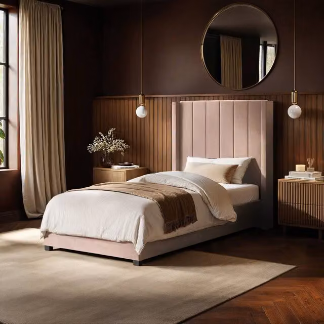 Flair Tiggy Single Ottoman Bed in Pink Velvet, W/D/H: 100 x 200 x 130 cm