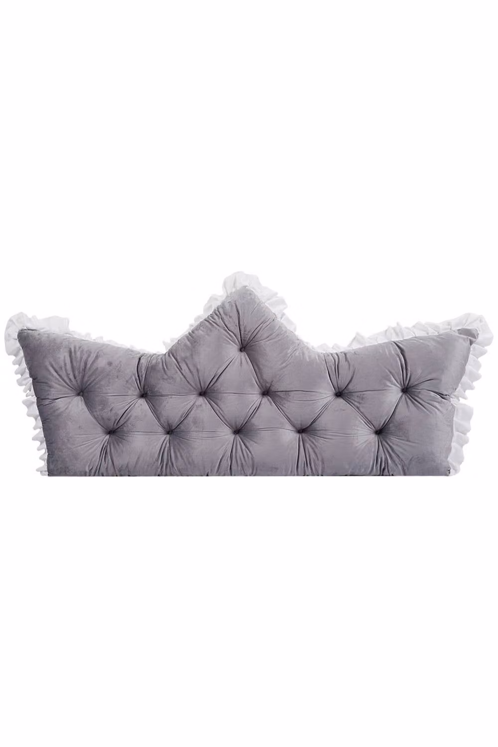 Living and Home Heart-Shaped Ruffled Bed Headboard Pillow in Grey – 2