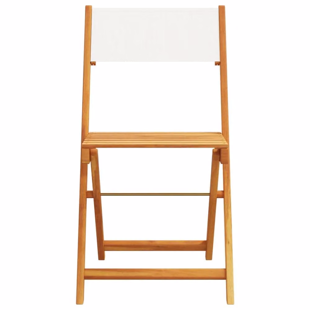 Berkfield Home 3 Piece Bistro Set in Cream White Fabric and Acacia Wood – 2