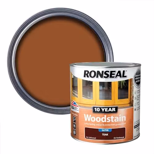 Ronseal Teak Woodstain, 2.5L, Brown, Weatherproof and Water Repellent
