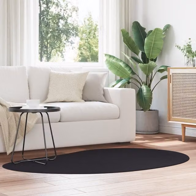 Berkfield Home Modern Black Polyester Non-Slip Washable Area Rug W: 120 cm, D: 170 cm – 1