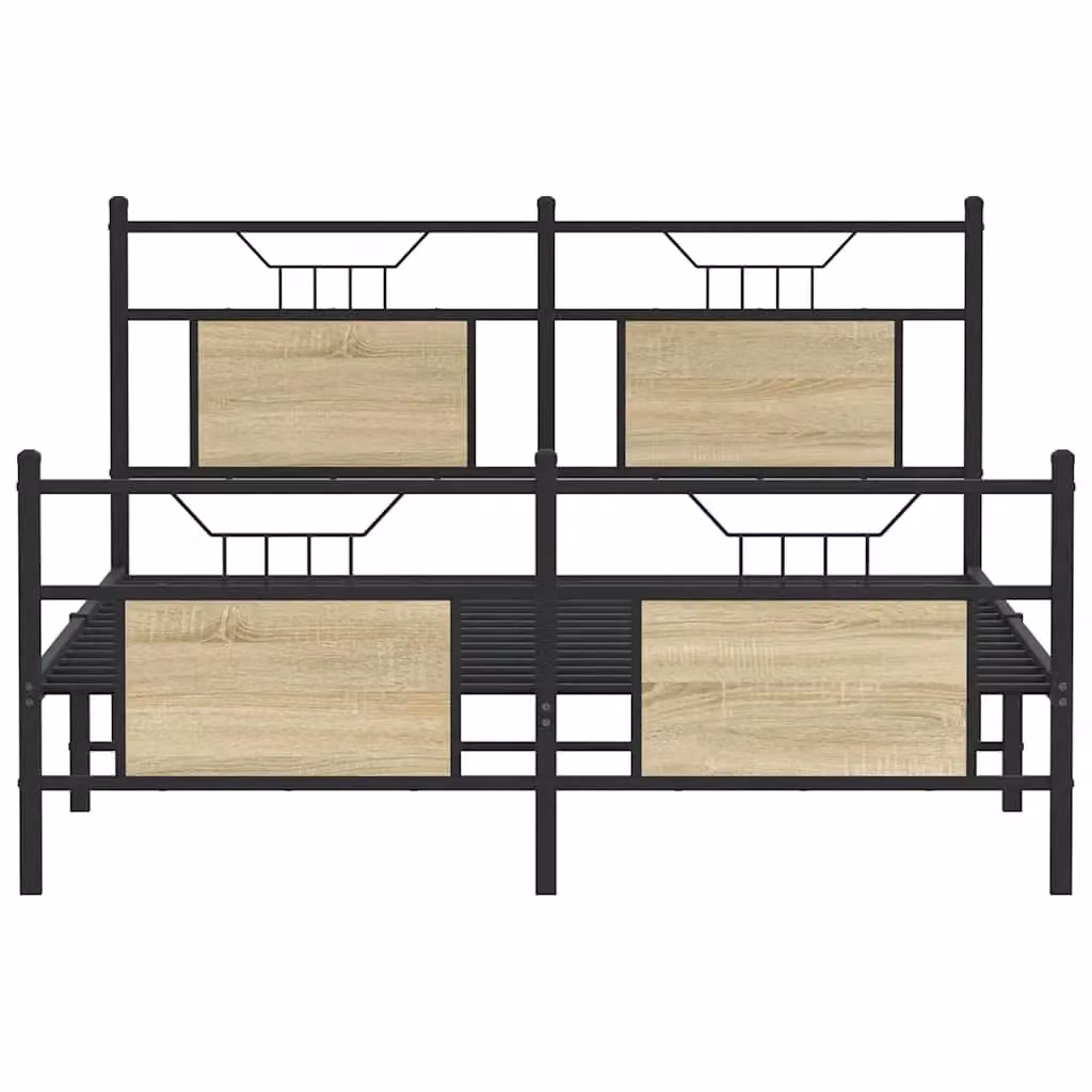 Berkfield Home Sonoma Oak Bed Frame in Brown, W/D/H: 140 x 200 x 91.5 cm – 3
