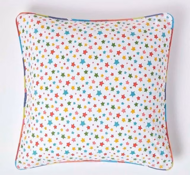 Homescapes Cotton Stars Cushion Cover, Multicolour, W/D/H: 60 x 60 x 60 cm