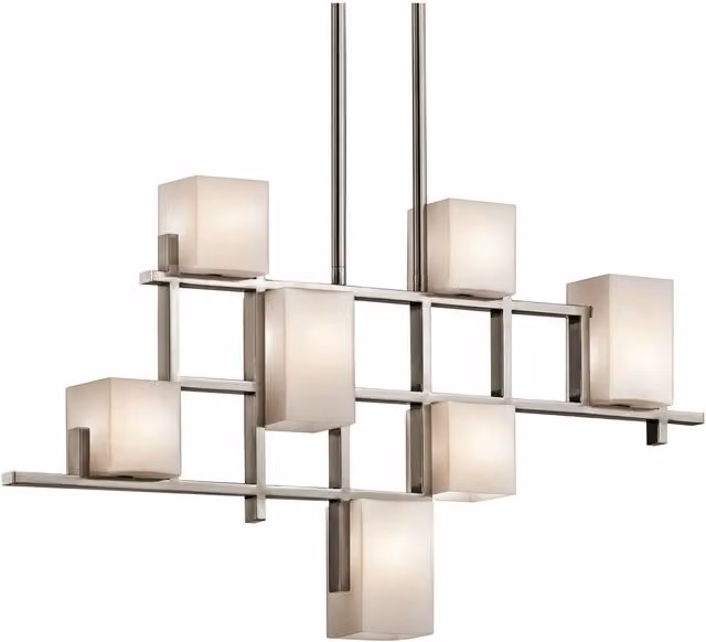 Loops Classic 7 Bulb Chandelier Hanging Pendant Light in Pewter with LED G9 Bulbs