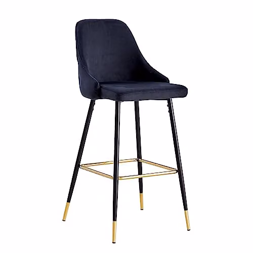 HYGRAD BUILT TO SURVIVE Set of 2 Black Velvet Padded Bar Stools with Metal Legs – 2