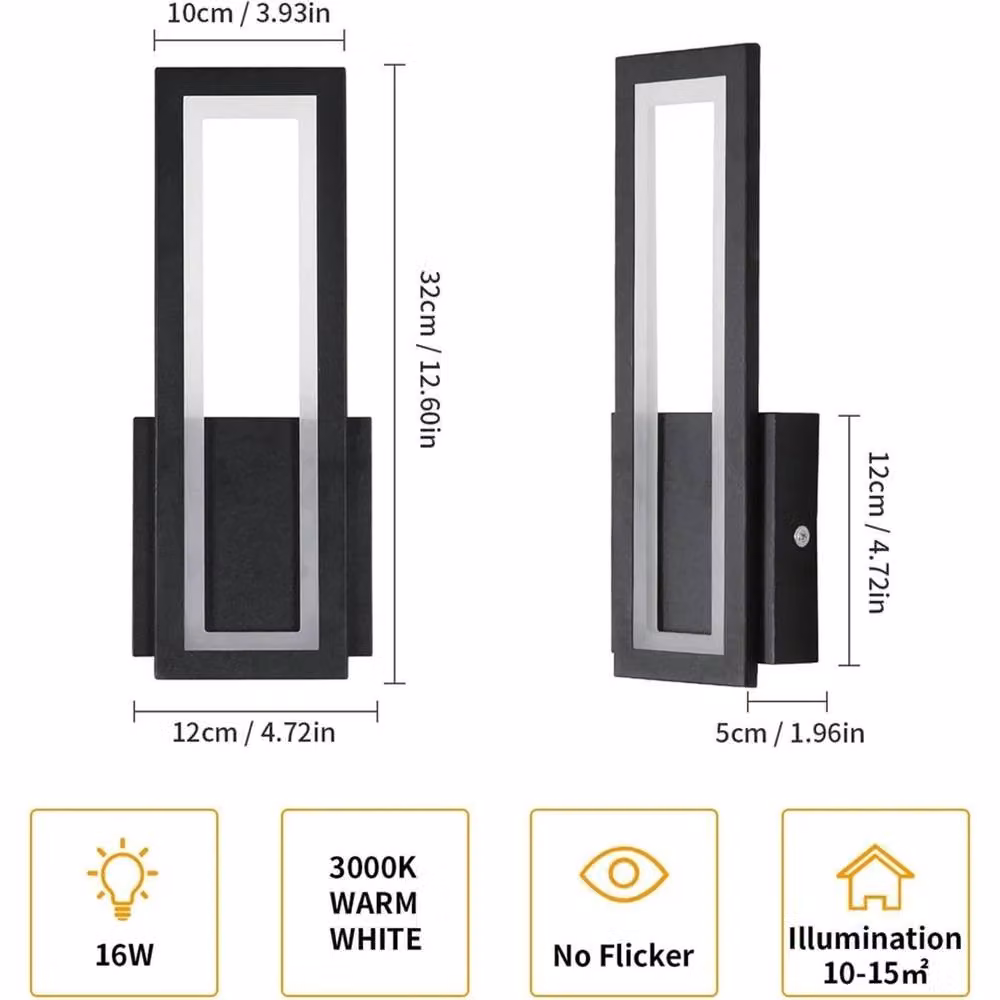 Nordara 16W Modern LED Up and Down Wall Light in Black with Warm White Light – 2