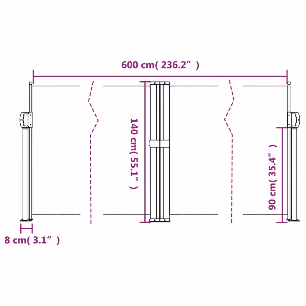 Berkfield Home Retractable Side Awning in Anthracite, W/H: 600 x 140 cm – 5