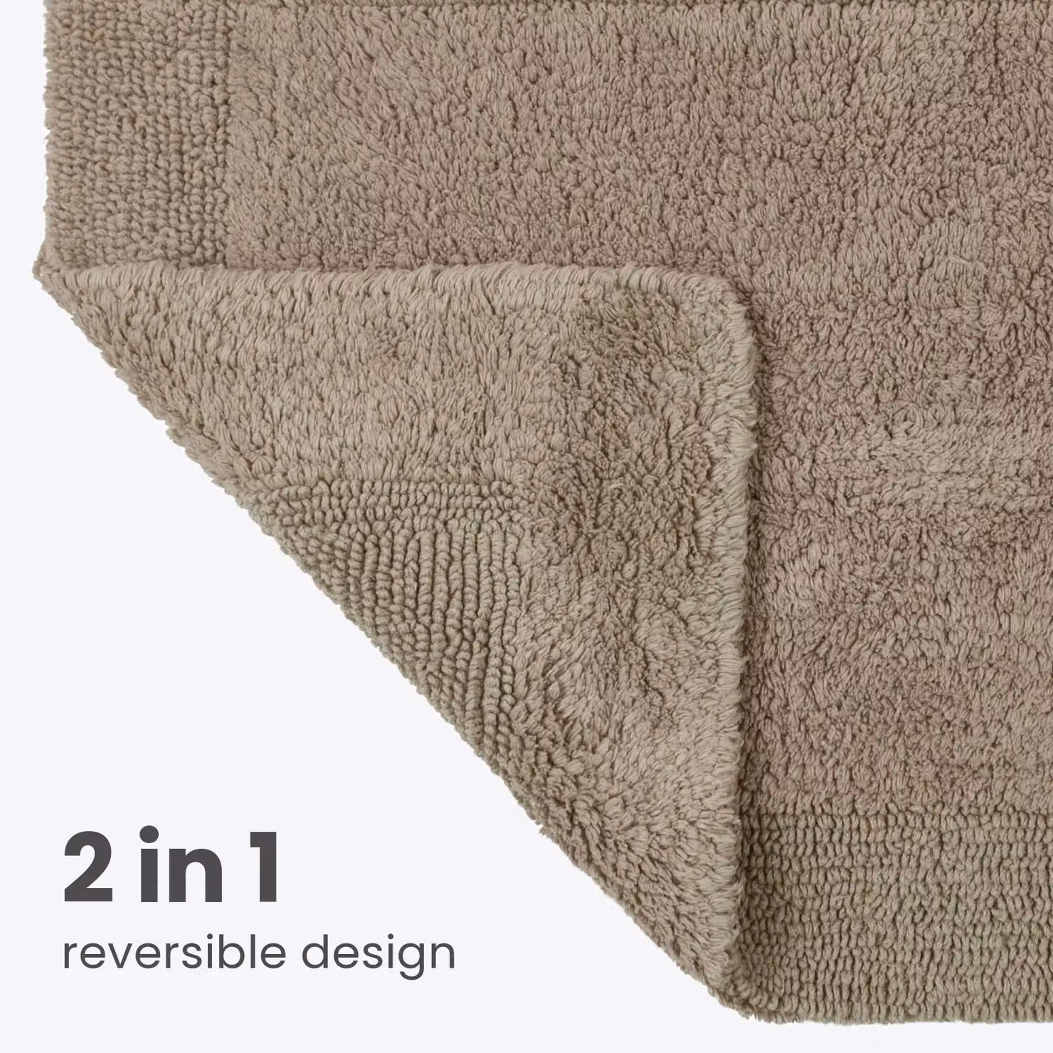 Allure Bath Fashions Elegance Reversible Heavyweight Cotton Pedestal Mat in Brown, W/D/H: 55 x 55 x 1 cm – 2