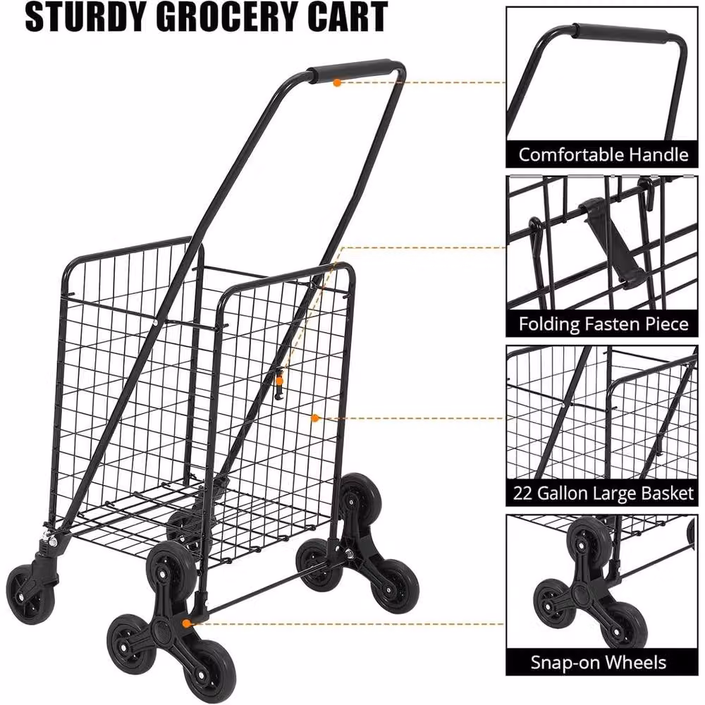 VOGREX Folding Shopping Cart Utility Trolley in Black – 2
