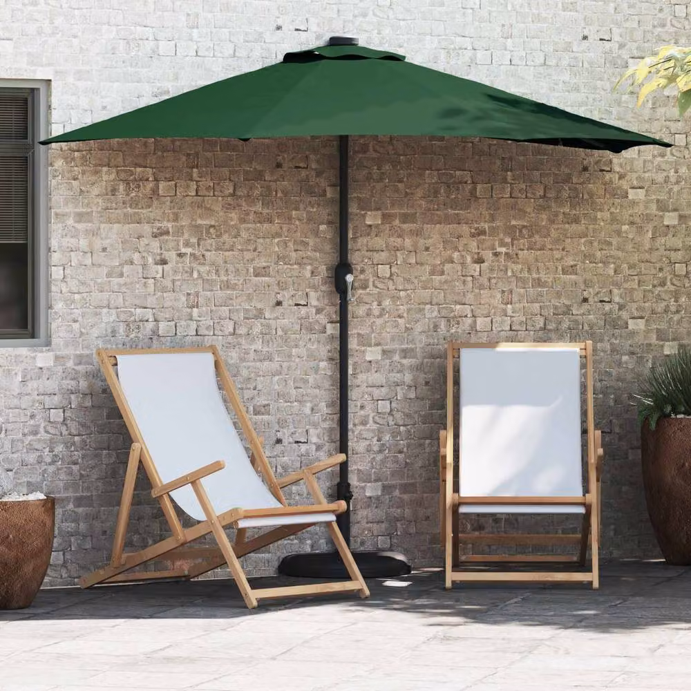 Berkfield Home Half Garden Parasol with Aluminium Pole, Green, W: 150 cm, D: 223 cm, H: 294 cm – 2