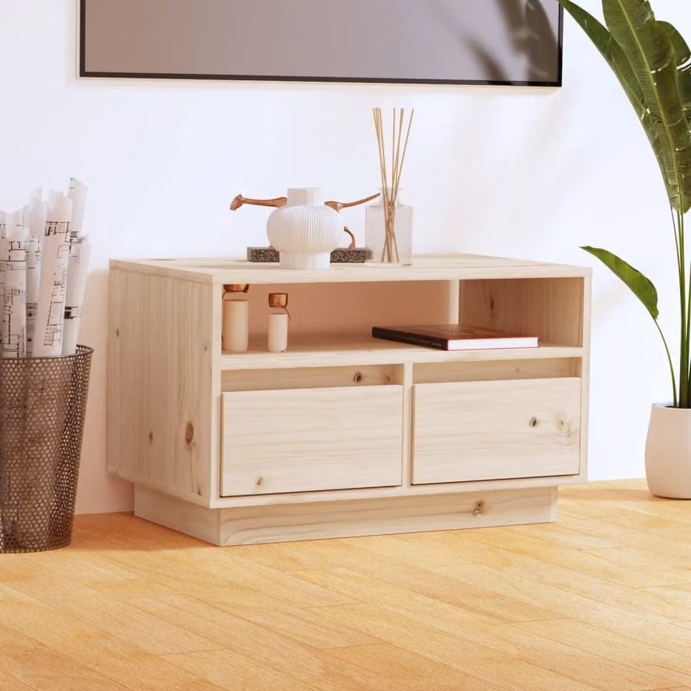Berkfield Home TV Cabinet in Natural Solid Pine, W/D/H: 60 x 35 x 37 cm – 2