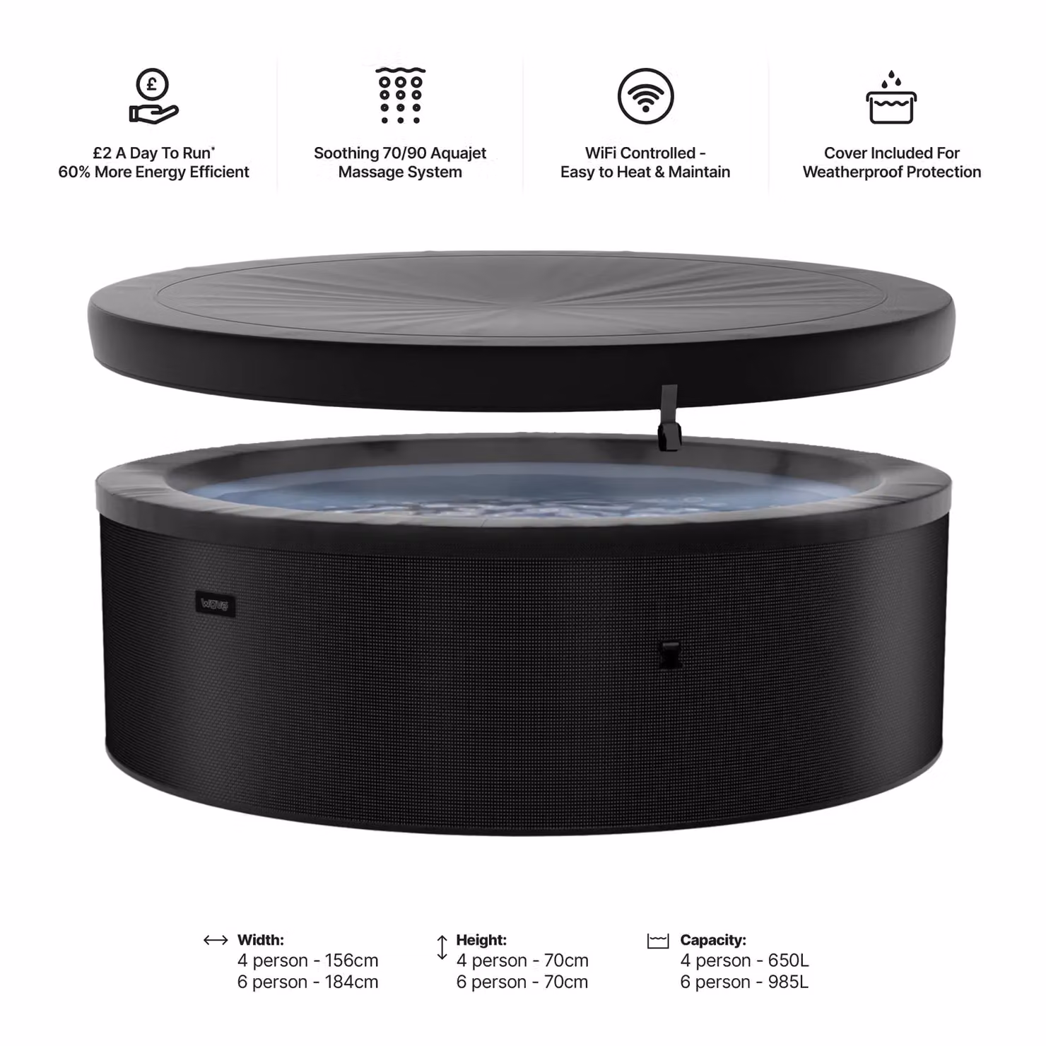 Wave Spas Wave Tahoe 4-Person Inflatable Round Foam Hot Tub with Integrated Heater and 70 Jets in Grey – 5